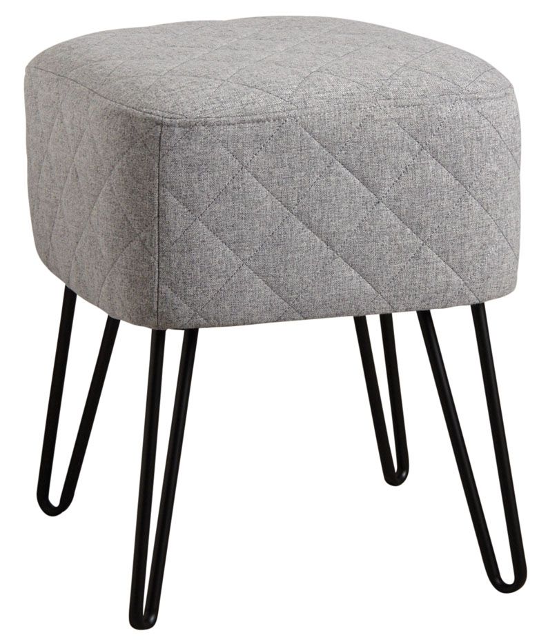 Tabouret en tissu gris Capiton