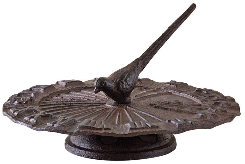 Cadran solaire oiseau en fonte