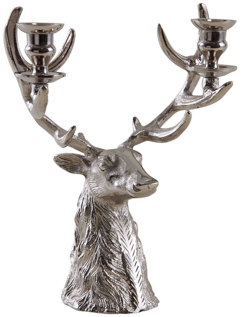 Bougeoir double tête de cerf en aluminium