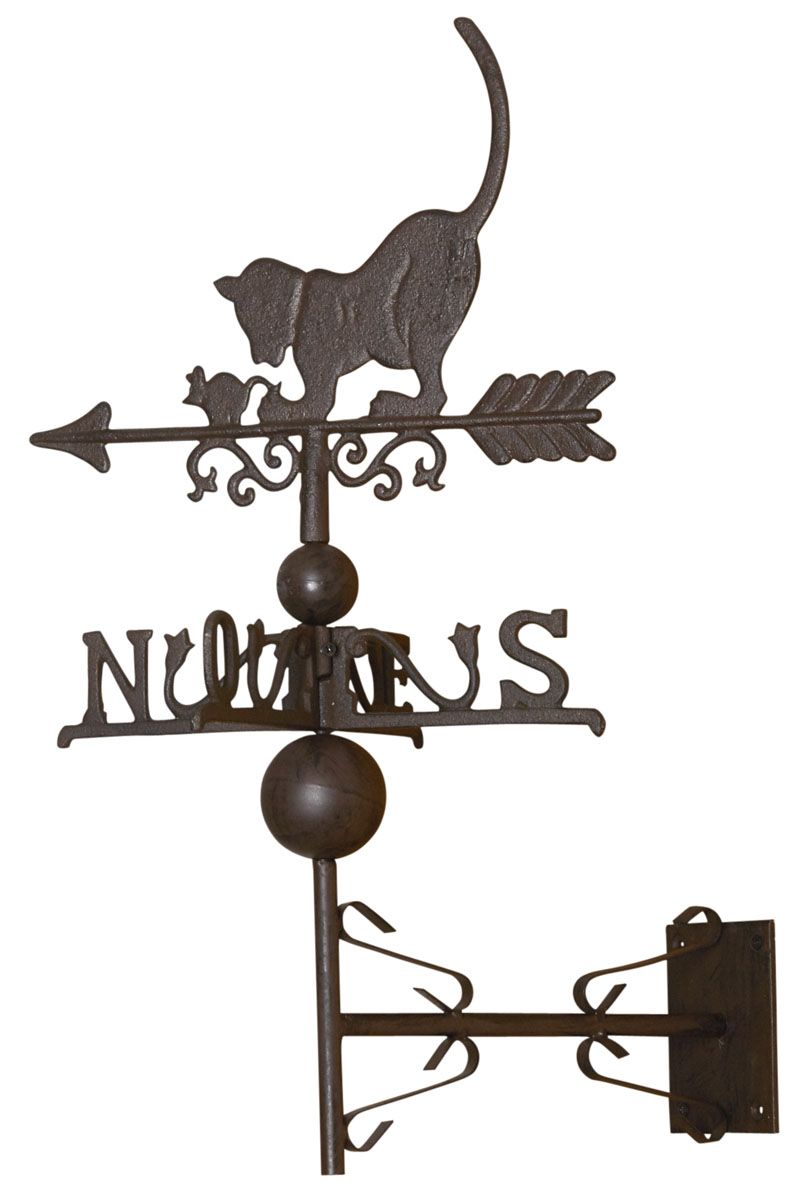 Girouette chat avec frise en fonte