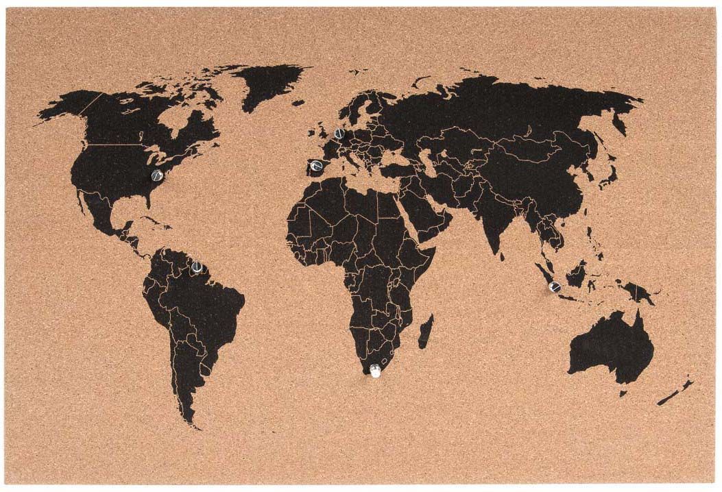 Panneau carte du monde en liège