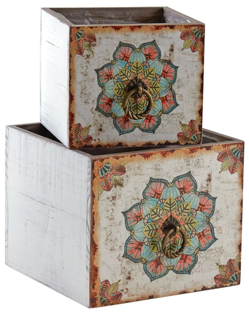 Corbeilles tiroirs motif mandala