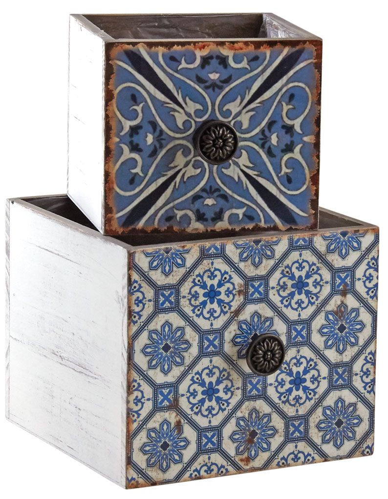 Corbeilles tiroirs motif mosaïque