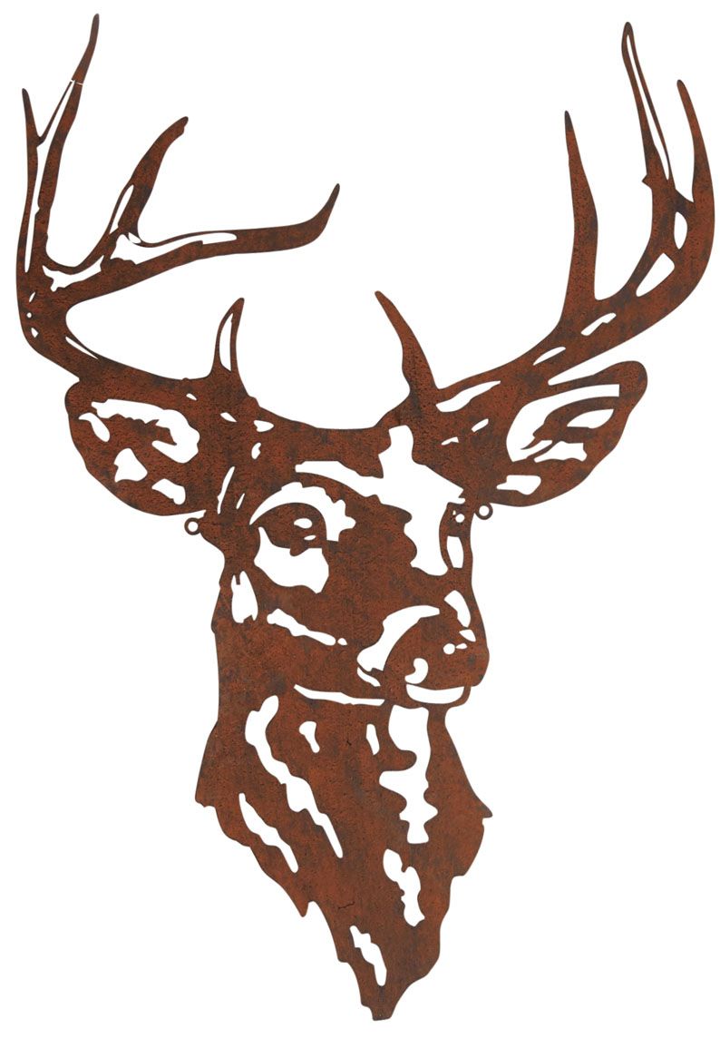Tête de cerf en métal vieilli