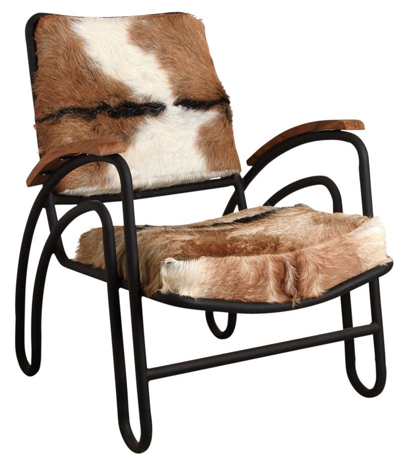 Fauteuil métal et peau de chèvre