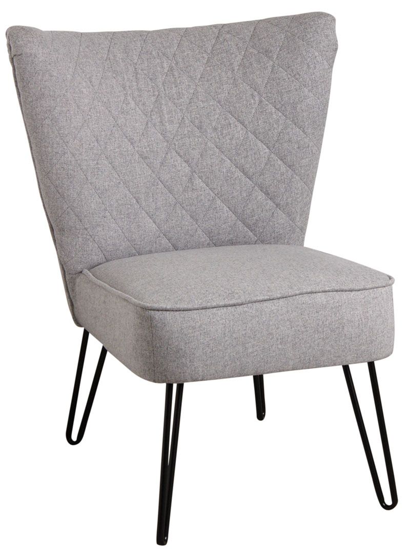 Fauteuil en polyester gris et métal Capiton