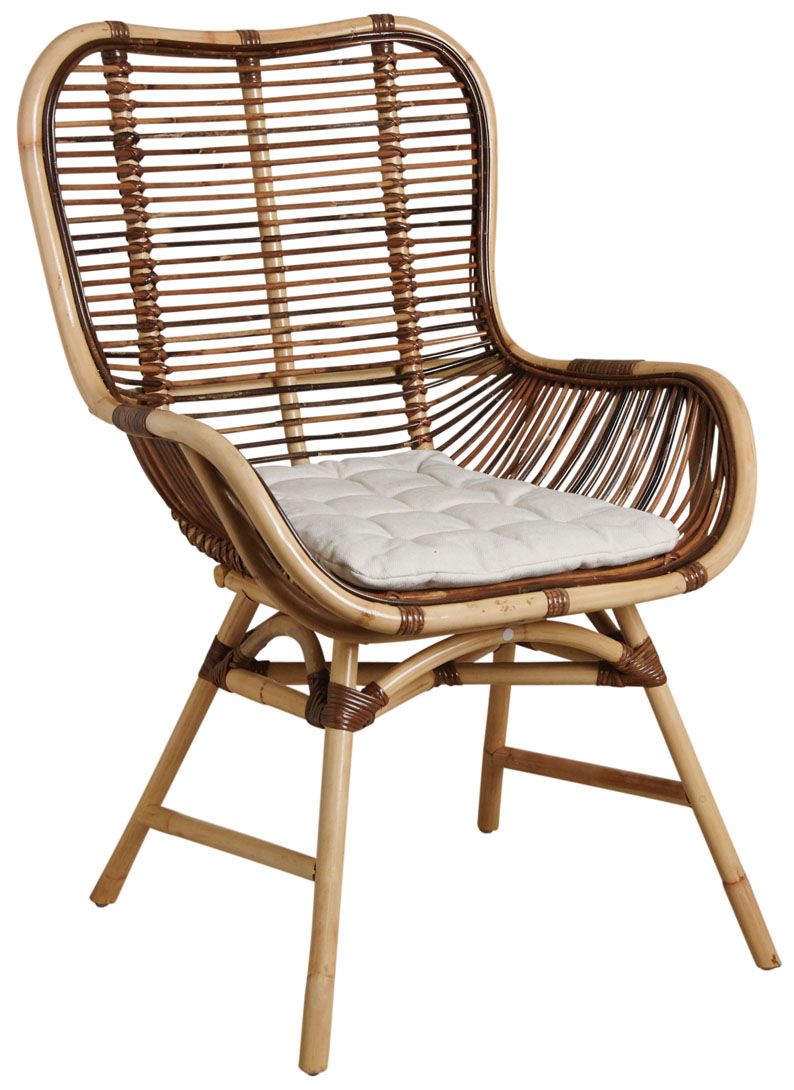 Fauteuil en rotin croco avec coussin Bontang