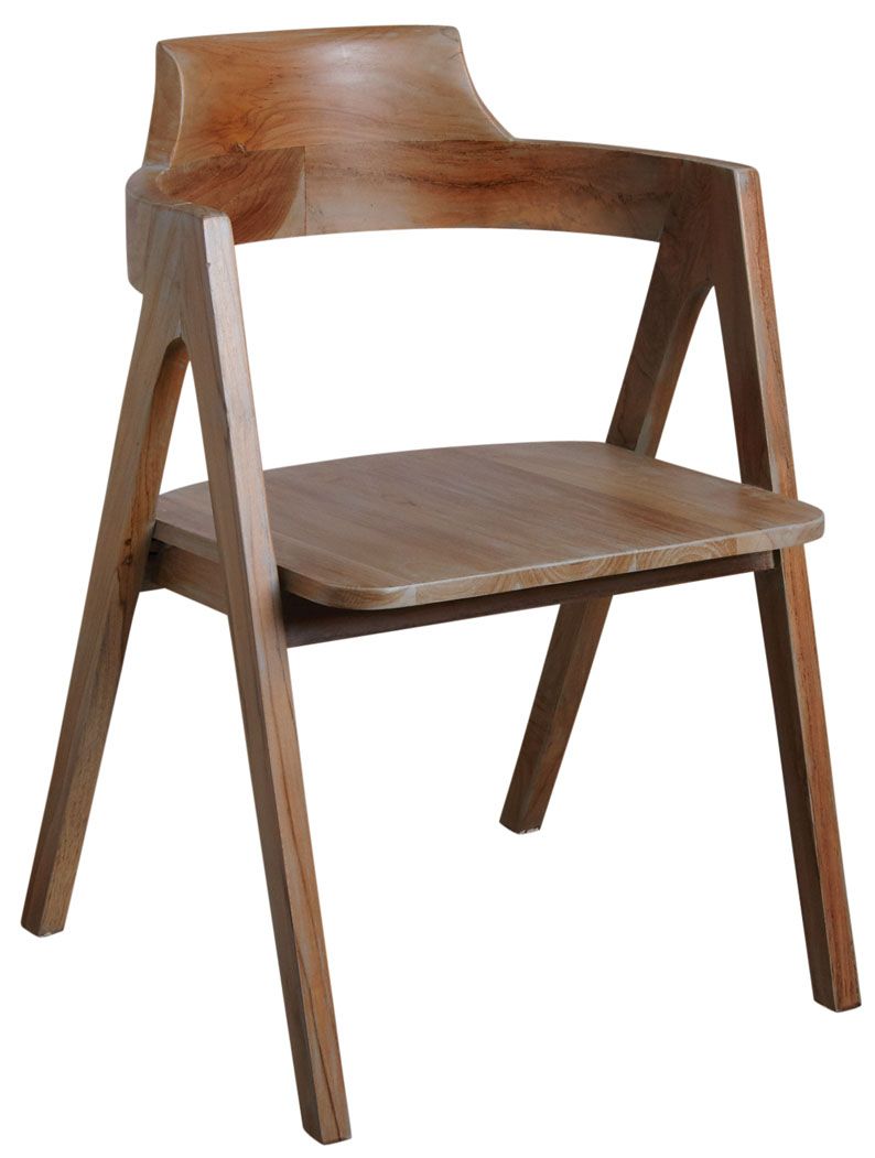 Fauteuil droit en teck patiné Pangkah