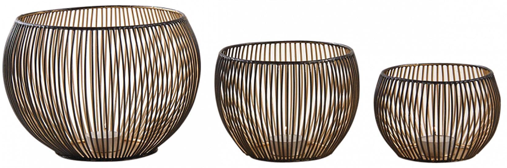 Photophores fil métal noir et doré (Lot de 3)