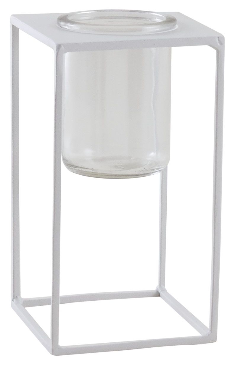 Photophore en métal blanc Petit modèle