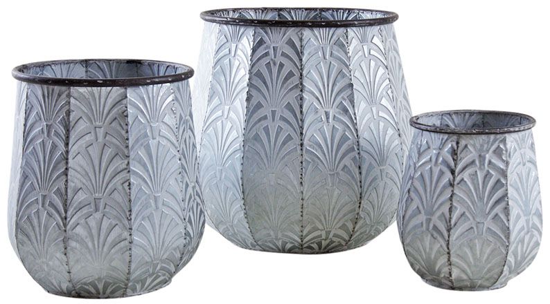 Cache-pots en métal patiné (Lot de 3)