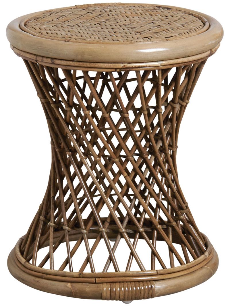 Tabouret en rotin torsadé teinté