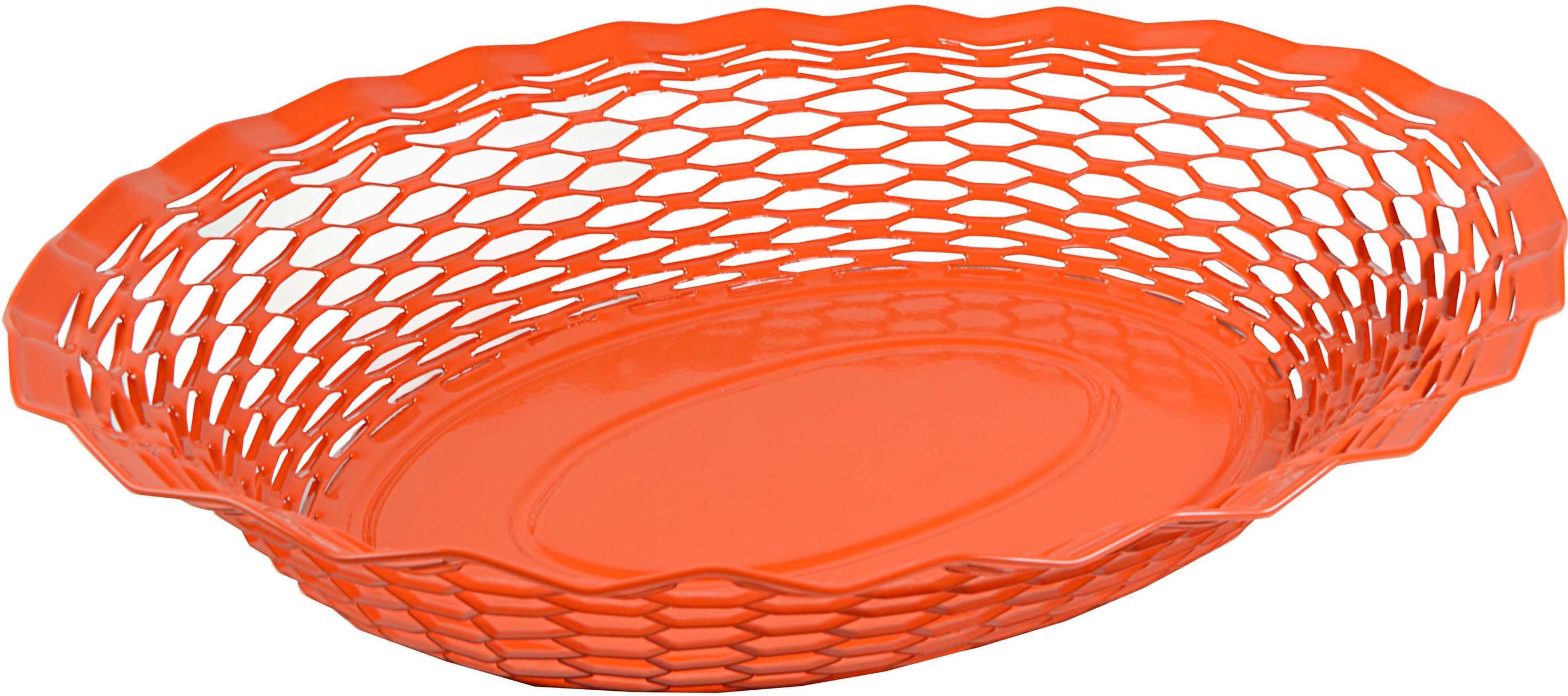 Corbeille à pain ovale orange en inox 30 x 24 cm