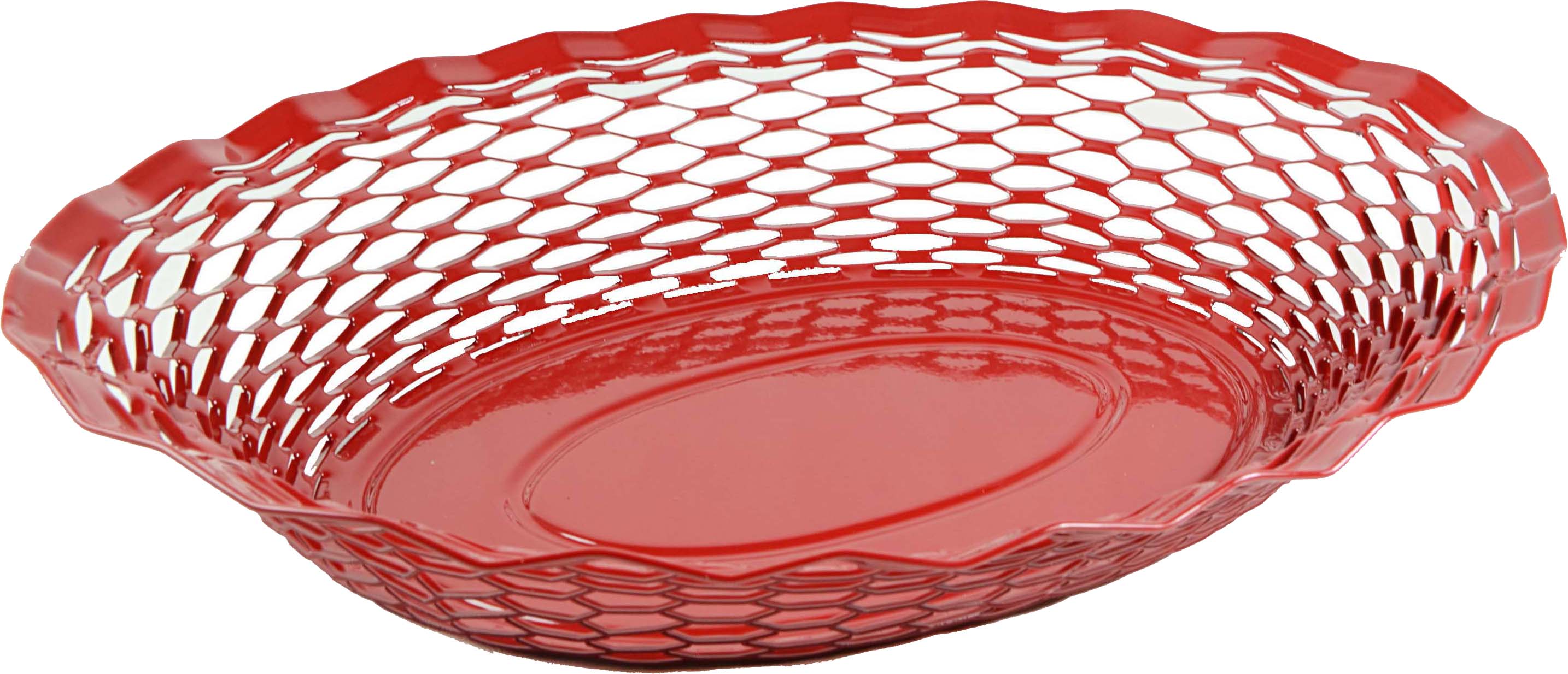 Corbeille à pain ovale rouge en inox 30 x 24 cm
