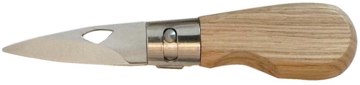 Couteau à huitre pliant manche en chêne