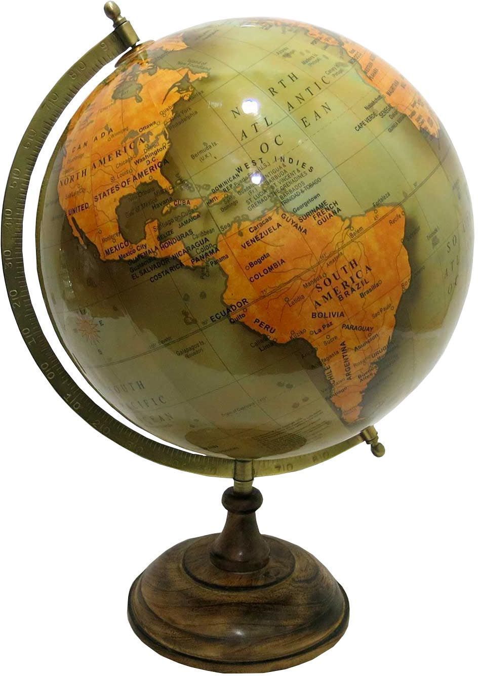 Globe terrestre sur socle en bois