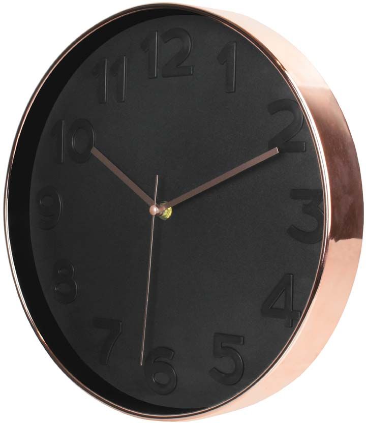 Horloge ronde noire et cuivrée 30.5 cm
