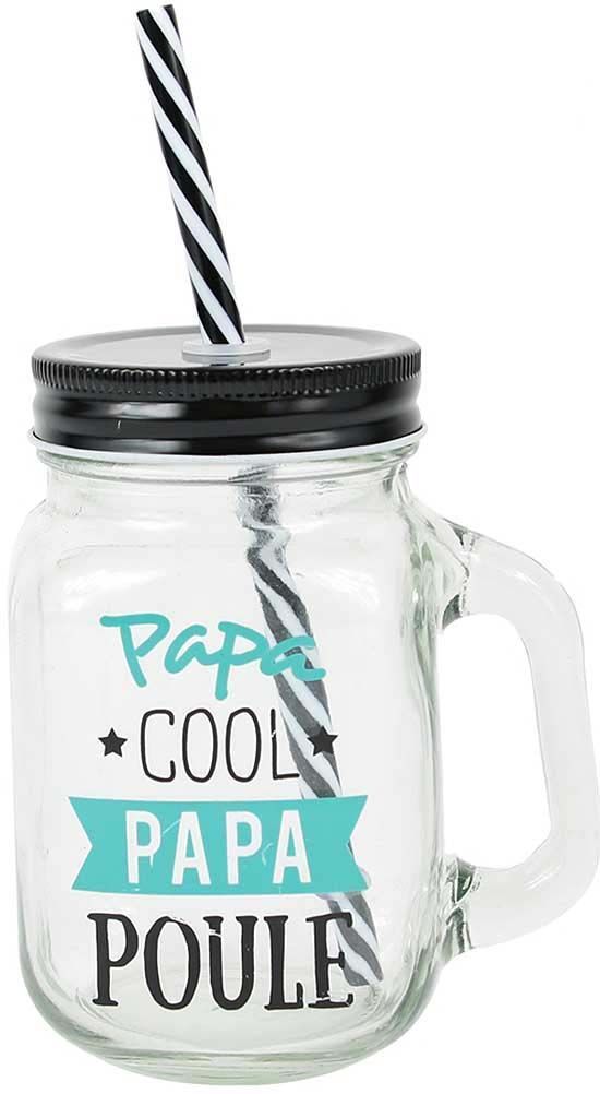 Gobelet en verre avec paille Papa cool 45 cl