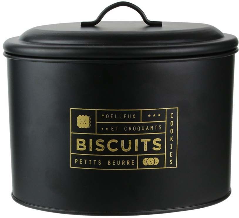 Boite à biscuits en métal noir mat Nora