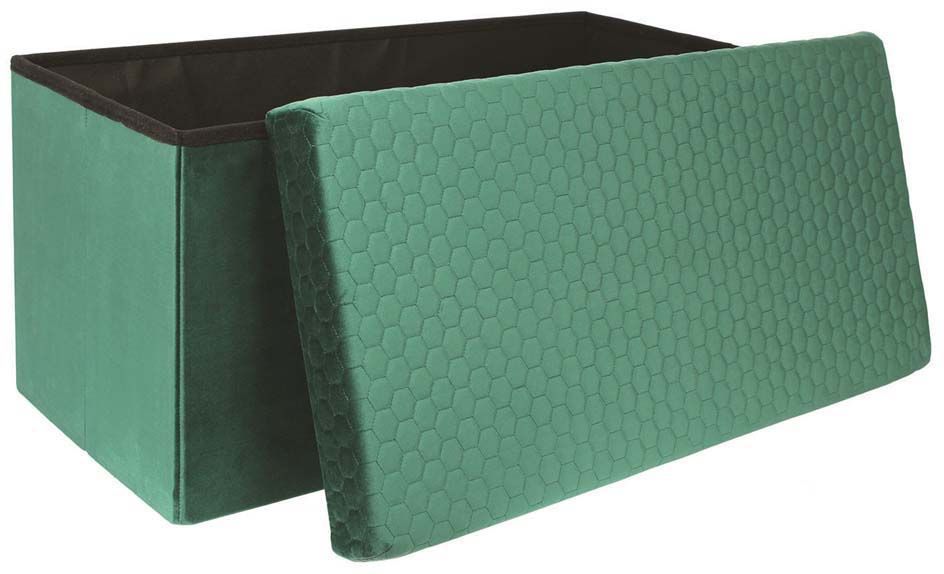 Banc coffre pliable en velours motif nid d'abeille