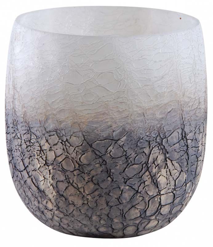 Photophore en verre givré doré et blanc 15 cm