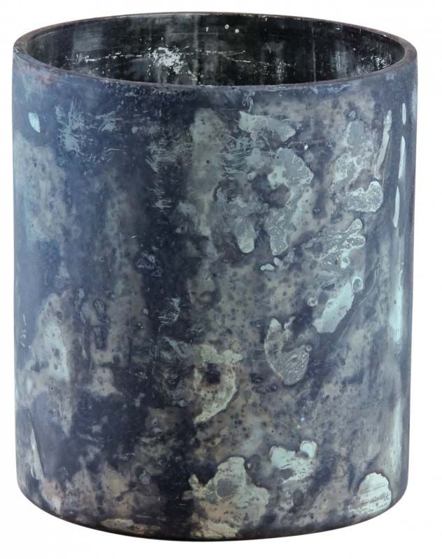 Photophore en verre oxydé turquoise