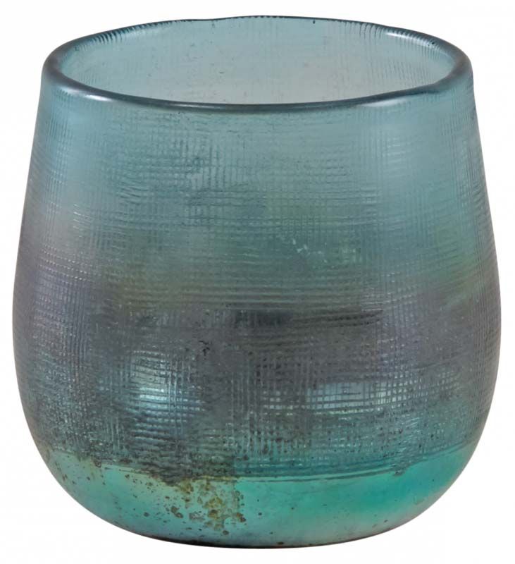 Photophore en verre teinté turquoise