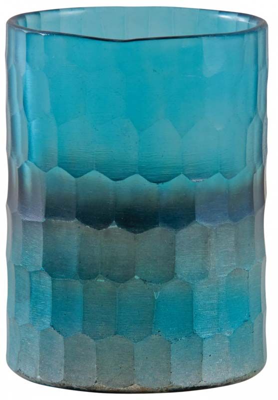 Photophore en verre mosaique turquoise