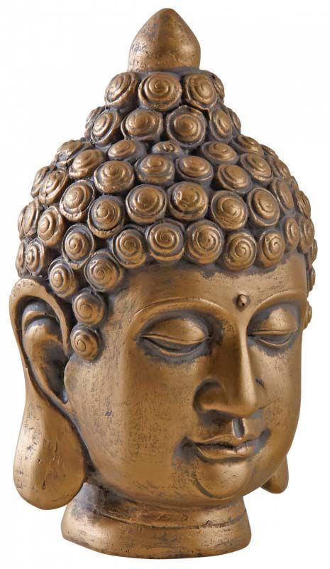 Tête de Bouddha en résine dorée