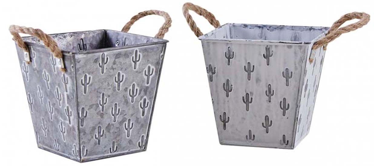 Corbeille carrée en métal cactus (Lot de 2)