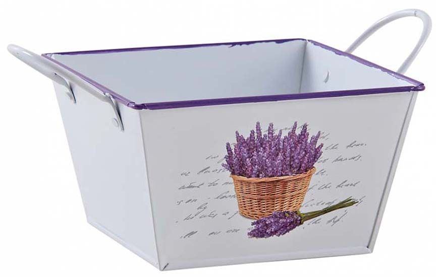 Corbeille carrée en métal laqué Lavande