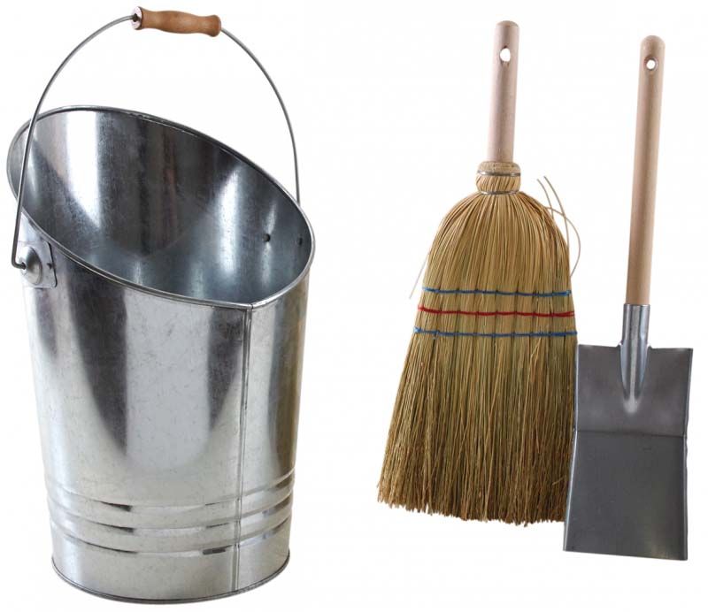 Kit entretien cheminée seau balai et pelle