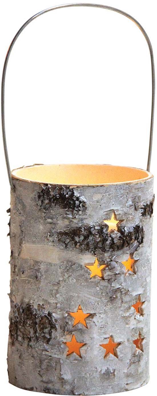 Photophore en bouleau blanchi led