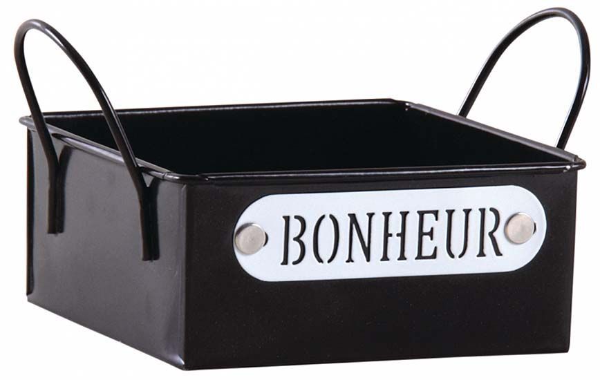Mini corbeille en métal laqué noir Bonheur