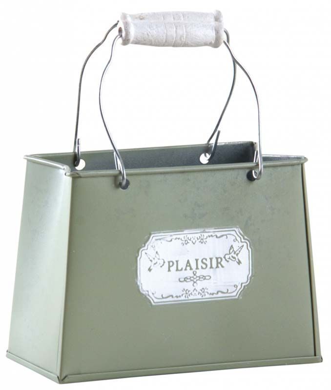 Panier métal laqué olive avec anses mobiles Plaisir