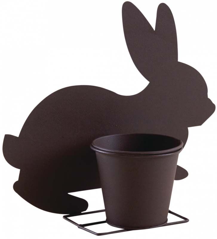 Cache-pot lapin en métal vieilli