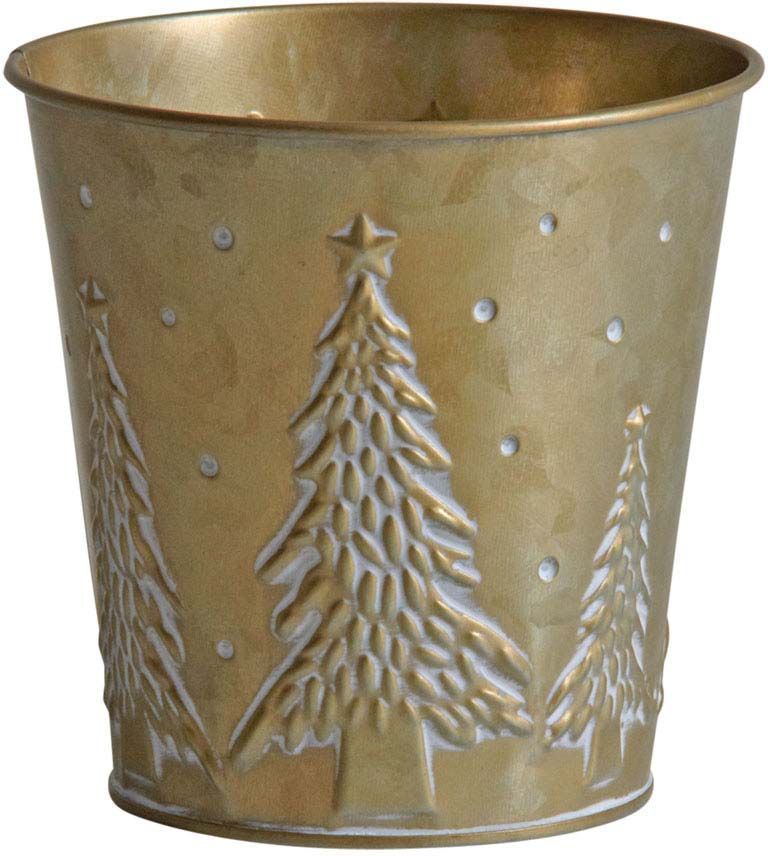 Cache pot en métal doré noel 13 cm