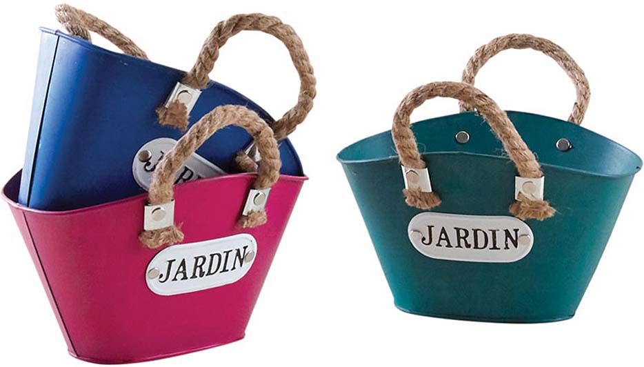Panier en métal coloré 21 cm Jardin (Lot de 3)