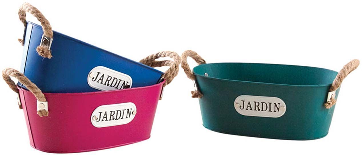 Corbeille ovale en métal coloré 25 cm (Lot de 3)