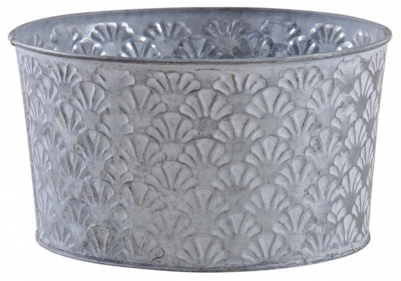 Corbeille ronde en métal patiné relief Cesar