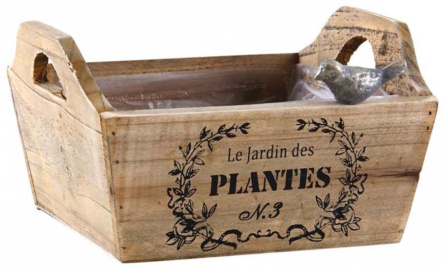Corbeille en bois teinté Le jardin des plantes