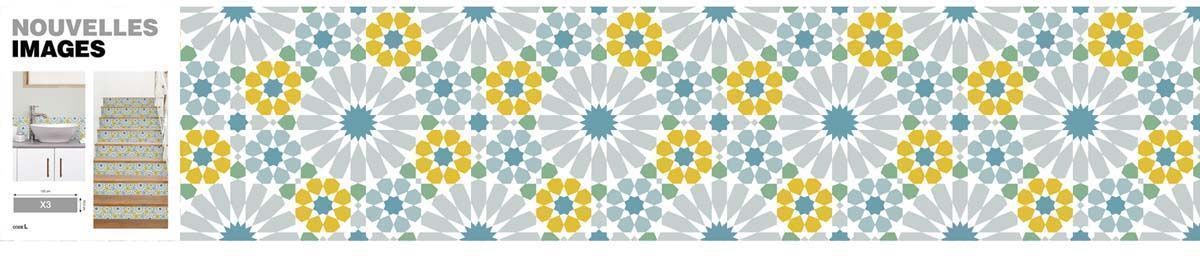 Stickers motif azulejos 98 x 19.5 cm (Lot de 3)
