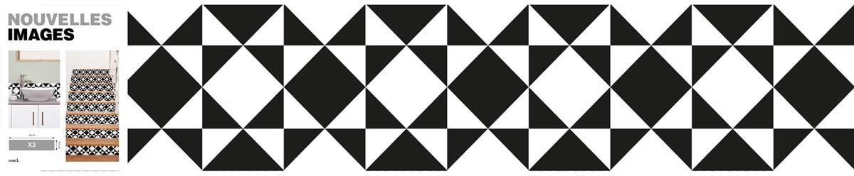 Stickers carreaux noir et blanc 98 x 19.5 cm (Lot de 3)