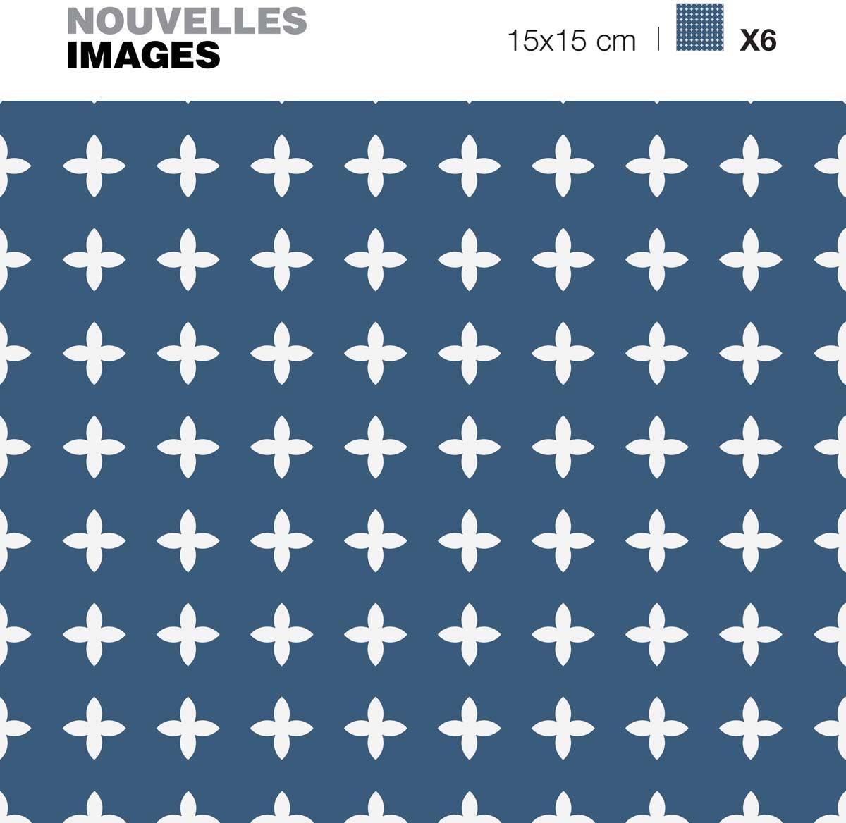 Stickers croix blanches sur fond bleu 15 x 15 cm (Lot de 6)