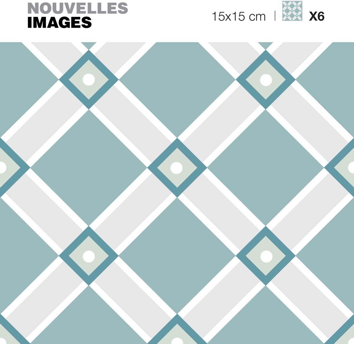 Stickers croisillons vert pastel et gris ( Lot de 6)