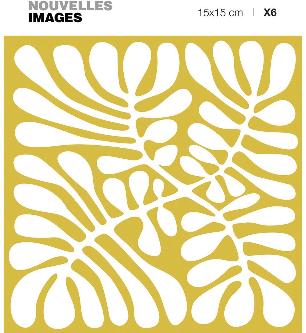 Stickers Mininga blanc fond ocre 15 x 15 cm (Lot de 6)