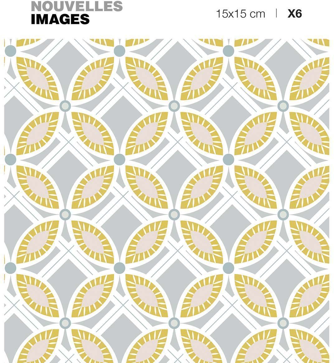 Stickers fleurs ocres et grises ( Lot de 6)