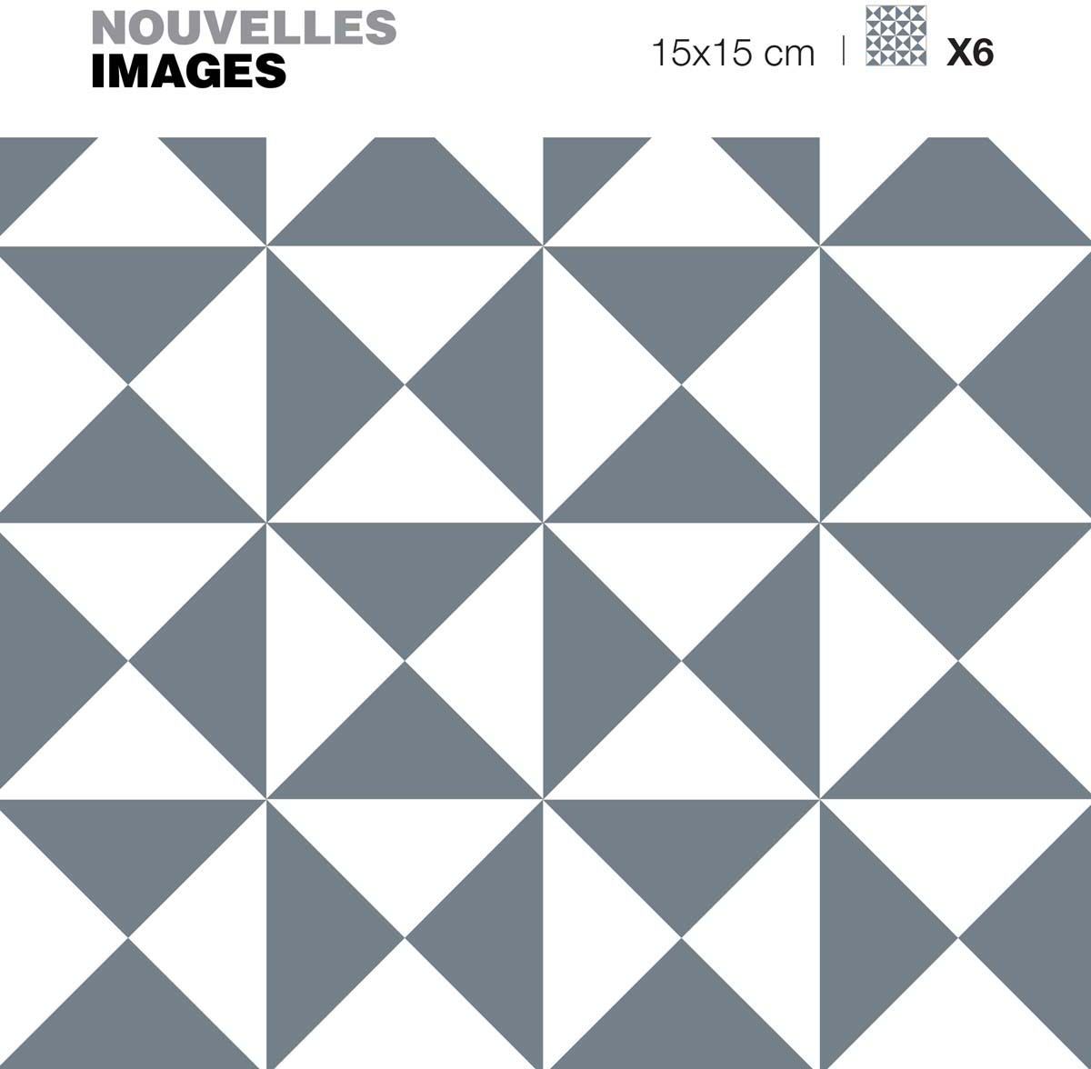 Stickers motif triangle illusion gris et blanc 15 x 15 cm (Lot de 6)