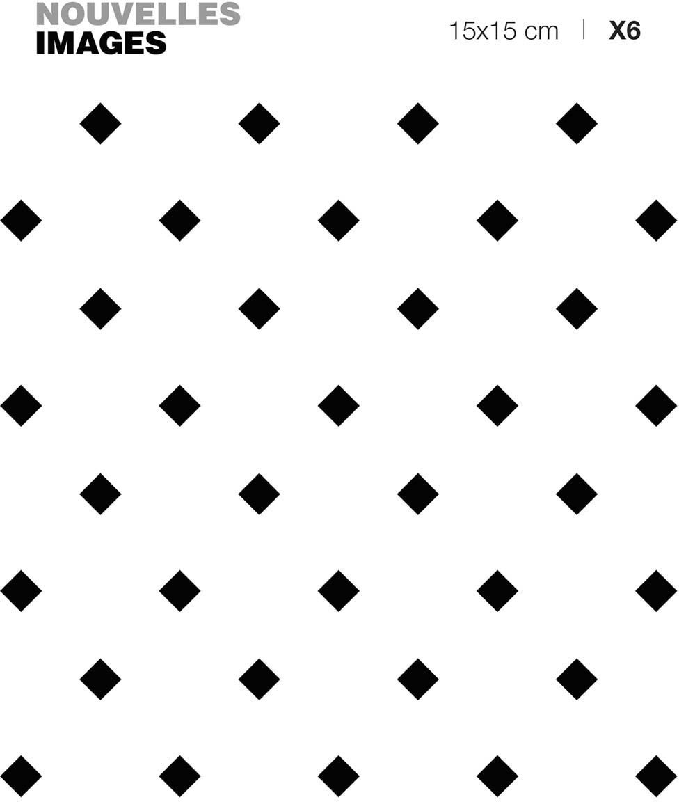 Stickers losanges minimalistes noir et blanc 15 x 15 cm (Lot de 6)