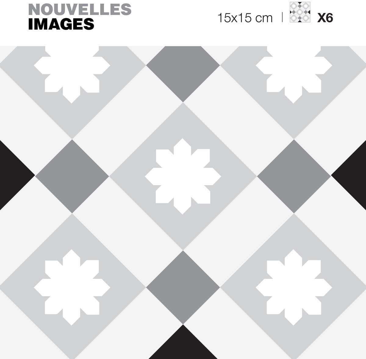 Stickers style scandinave losanges gris 15 x 15 cm (Lot de 6)